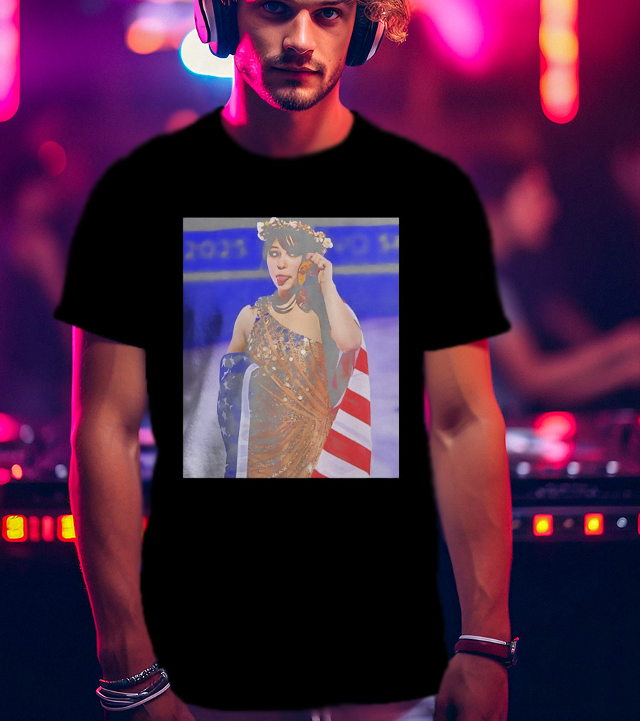 Alysa Liu Gold Medal USA Team Celebration With American Flag T-Shirt
