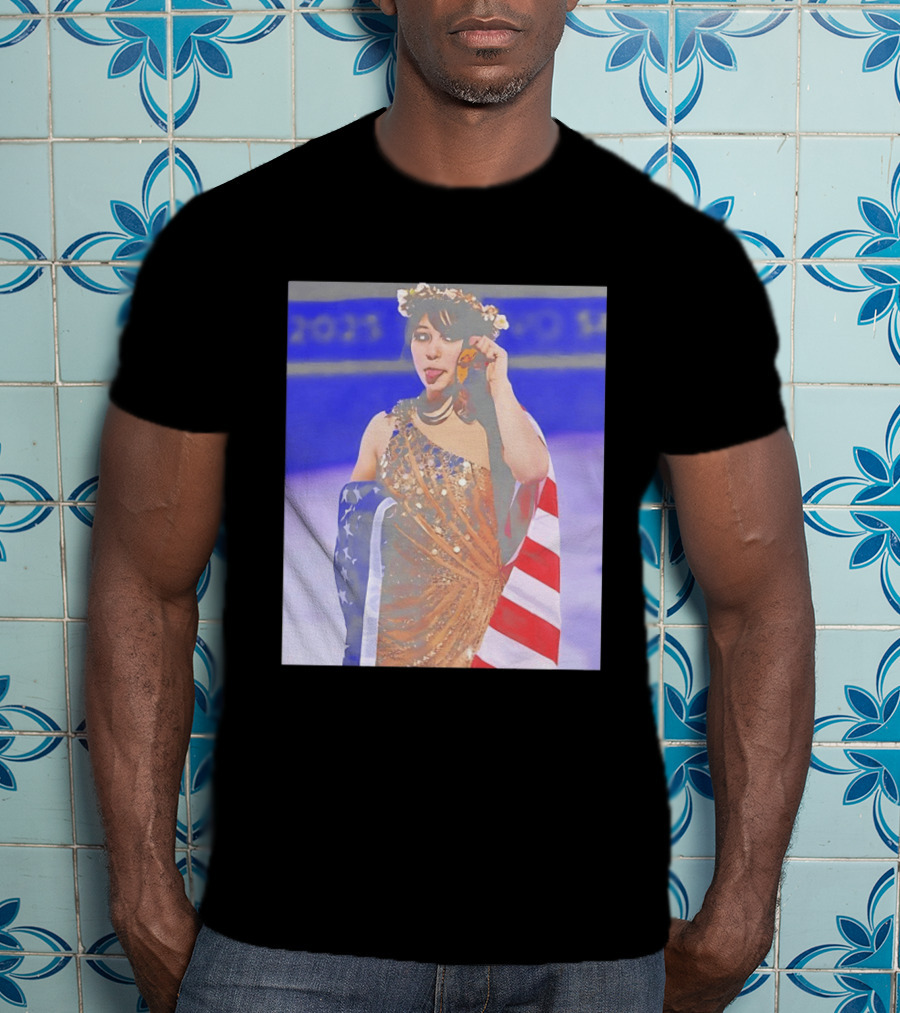 Alysa Liu Gold Medal USA Team Celebration With American Flag T-Shirt