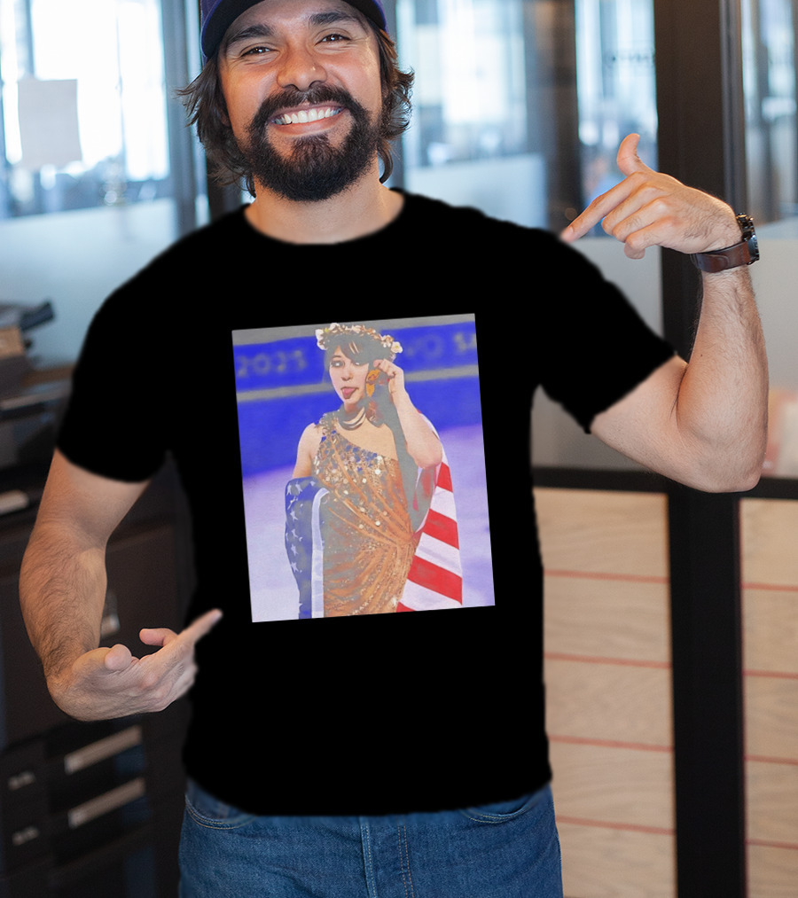 Alysa Liu Gold Medal USA Team Celebration With American Flag T-Shirt
