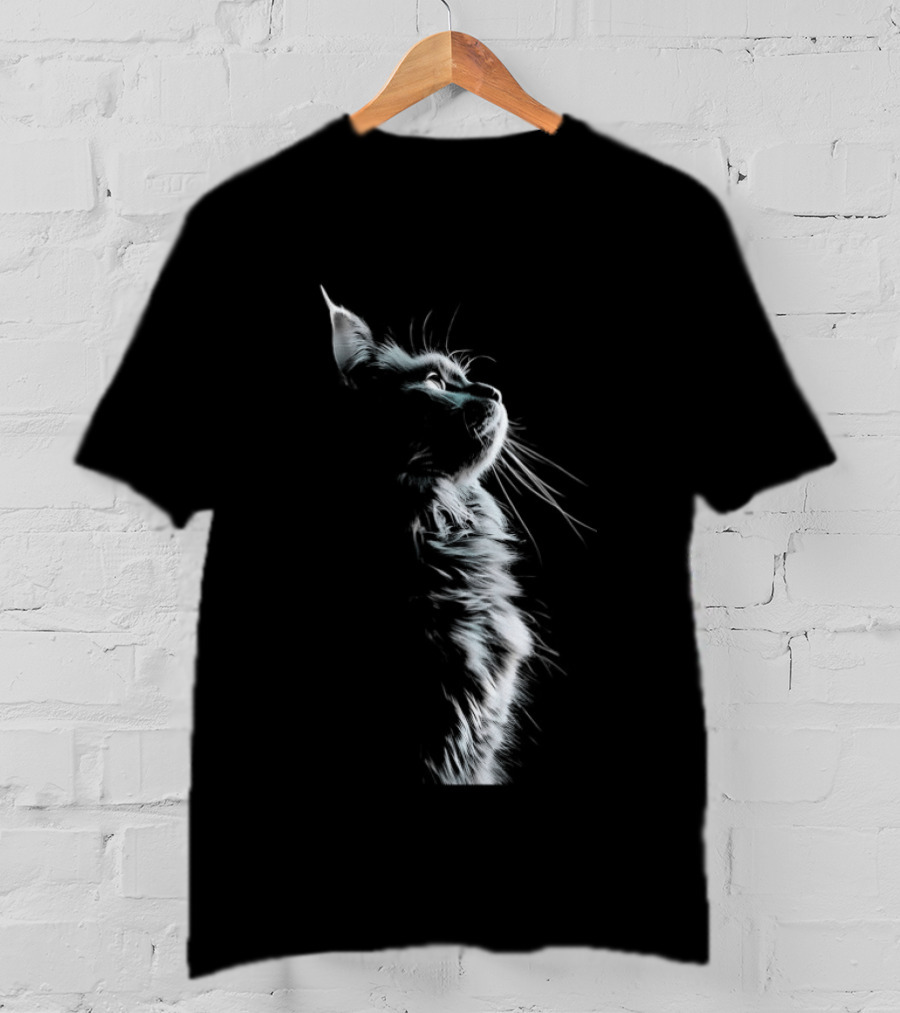 Cat Light And Shadow White Silhouette Feline T-Shirt