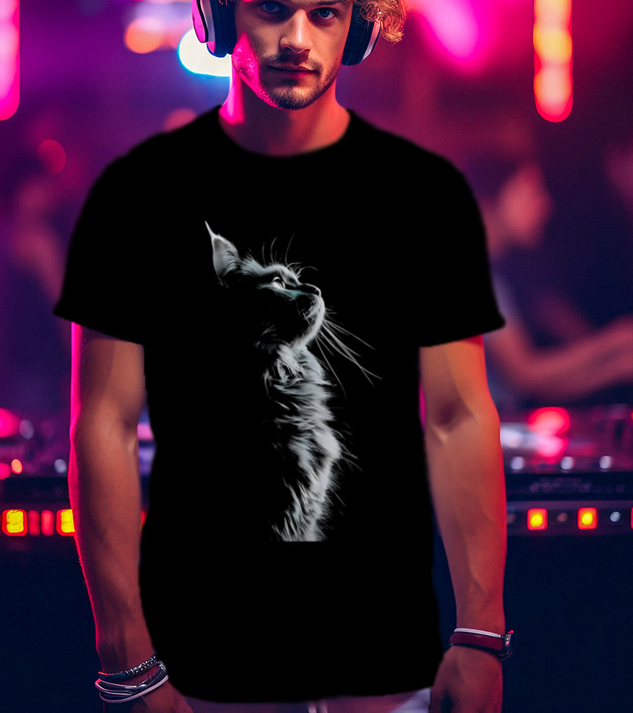 Cat Light And Shadow White Silhouette Feline T-Shirt