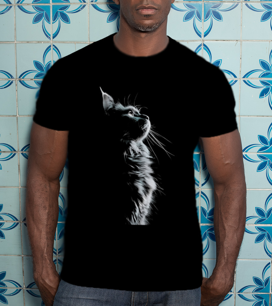 Cat Light And Shadow White Silhouette Feline T-Shirt