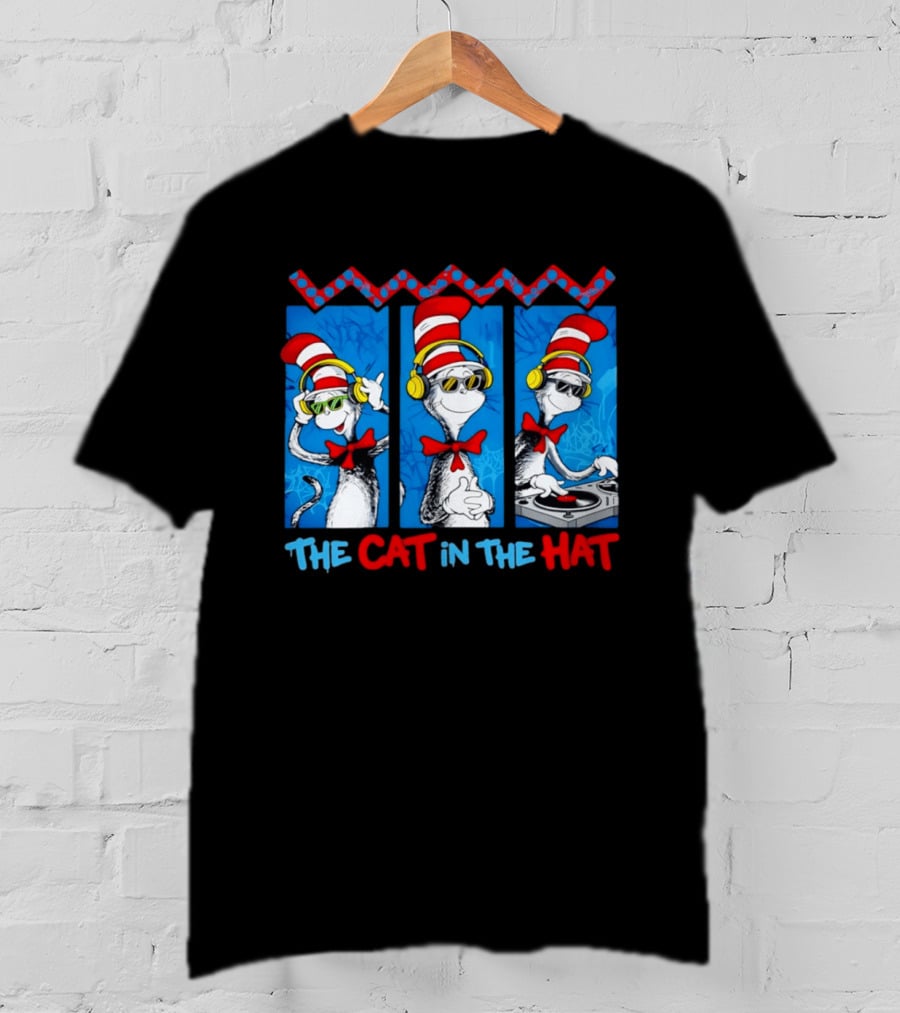 The Cat In The Hat Dr Seuss DJ Headphones And Sunglasses T-Shirt