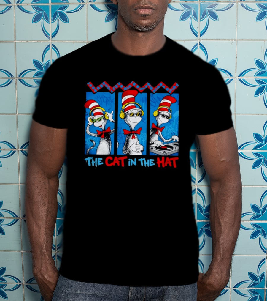 The Cat In The Hat Dr Seuss DJ Headphones And Sunglasses T-Shirt
