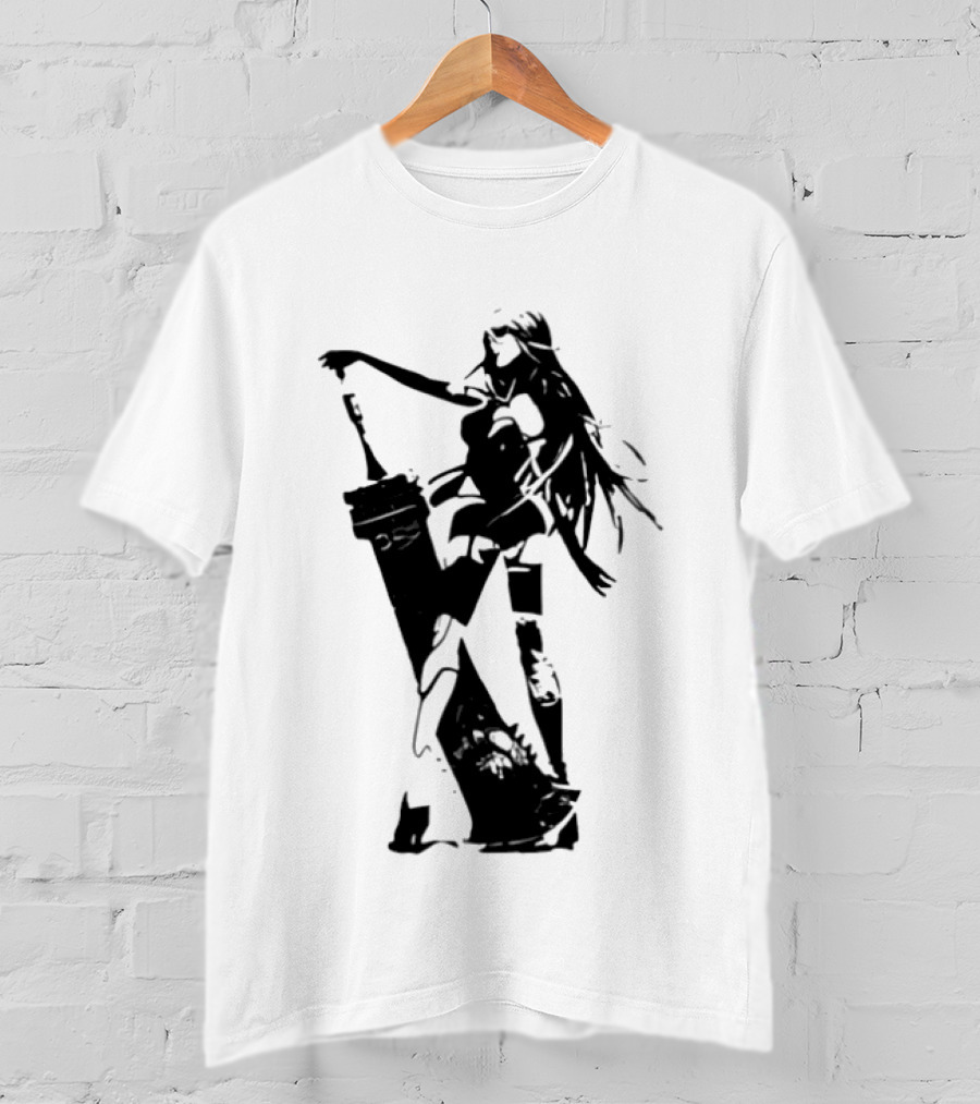 Weathered Nier Automata A2 Silhouette Black T-Shirt
