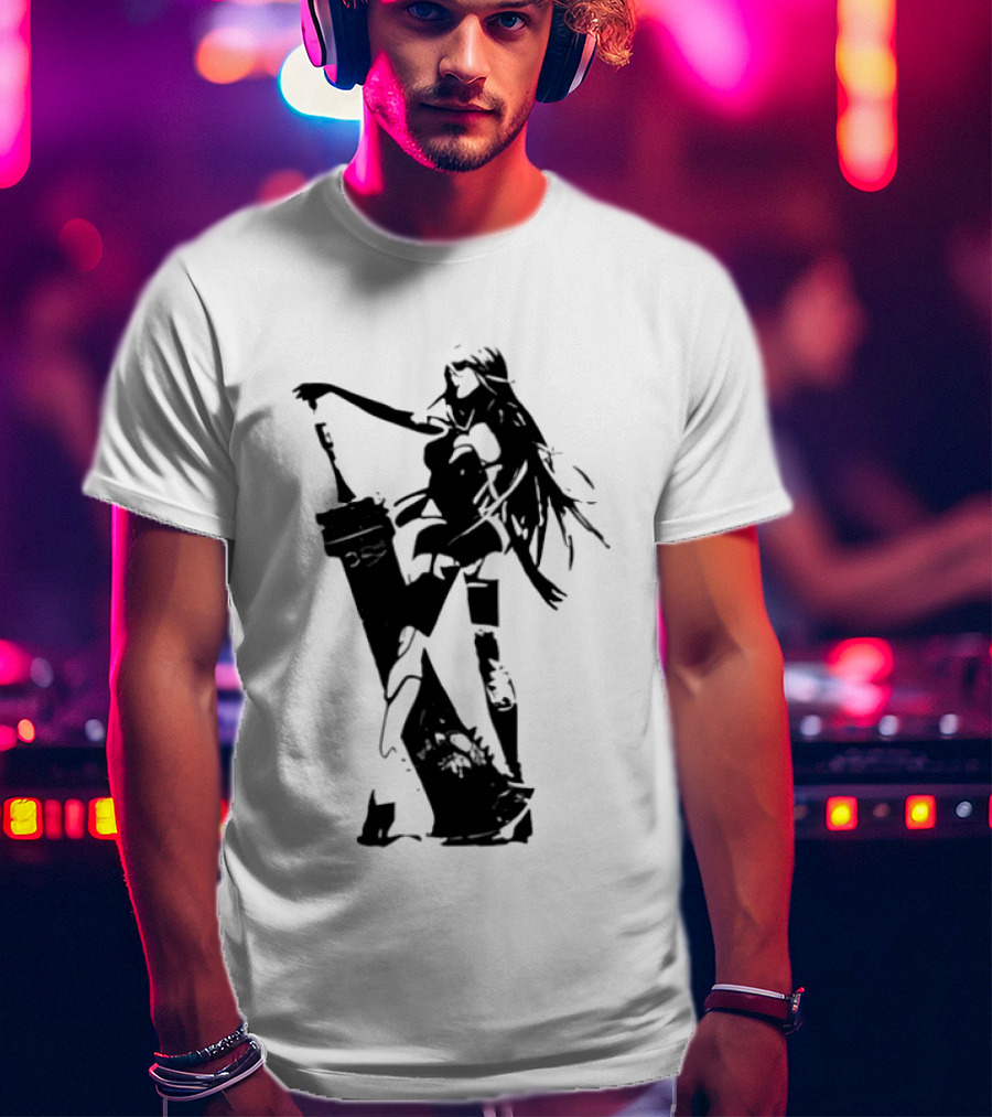 Weathered Nier Automata A2 Silhouette Black T-Shirt