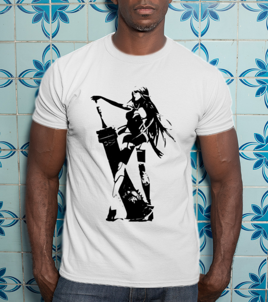Weathered Nier Automata A2 Silhouette Black T-Shirt