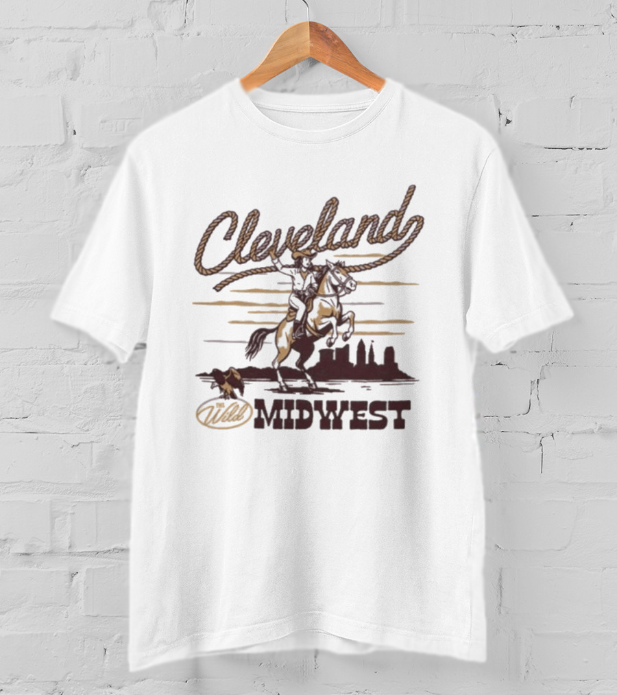 Cleveland Wild Midwest Cowgirl Roping Skyline Adventure T-Shirt