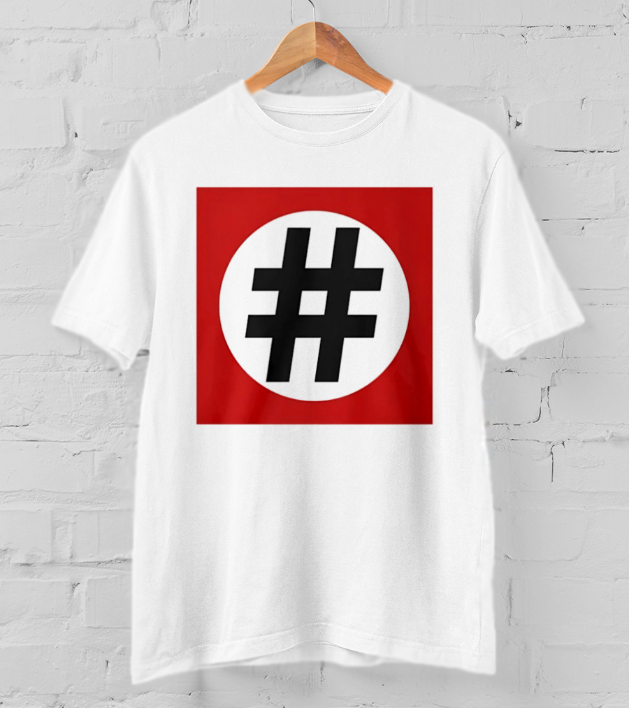 Hashtag Symbol Black On Red Square T-Shirt