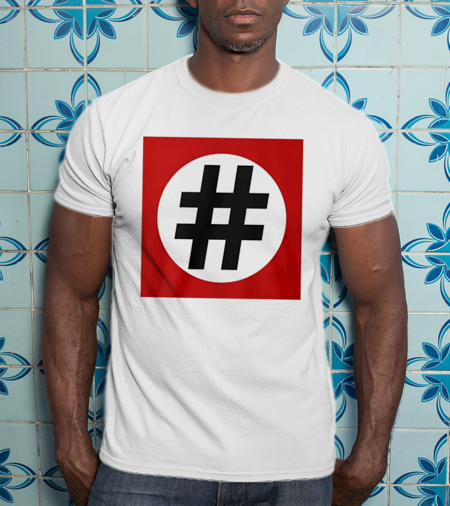 Hashtag Symbol Black On Red Square T-Shirt