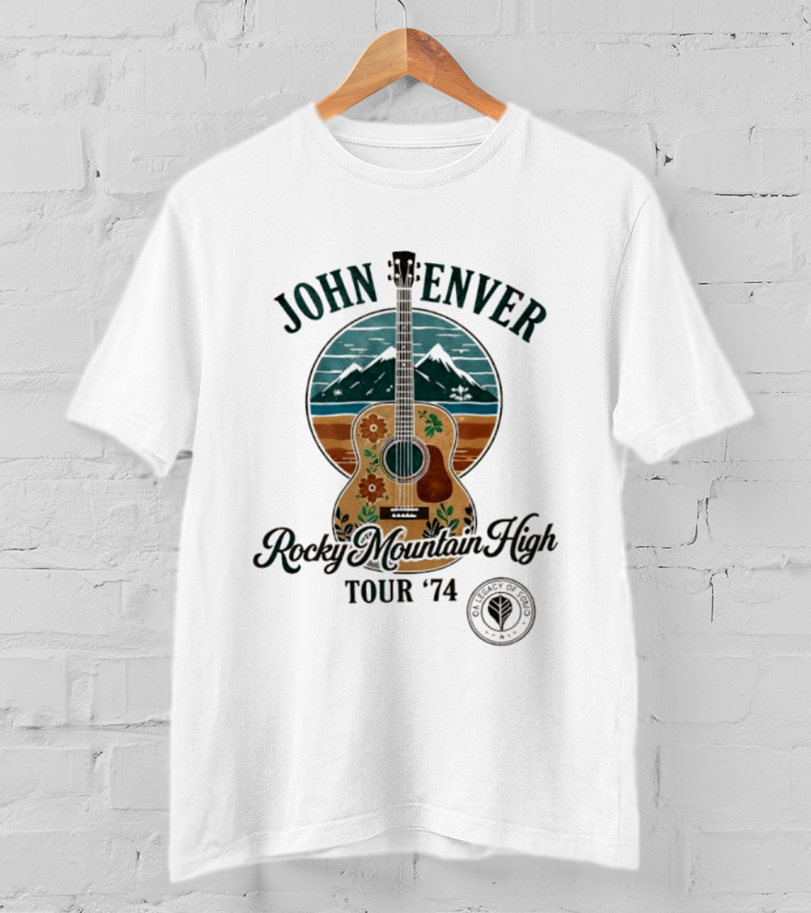 John Denver Rocky Mountain High Tour '74 Vintage Guitar T-Shirt