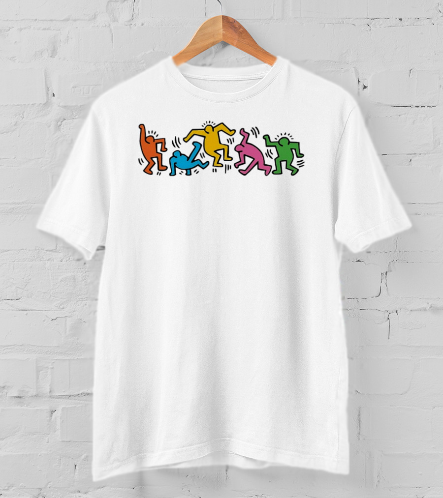Keith Haring Dancing Figures Colorful Celebration Forever T-Shirt