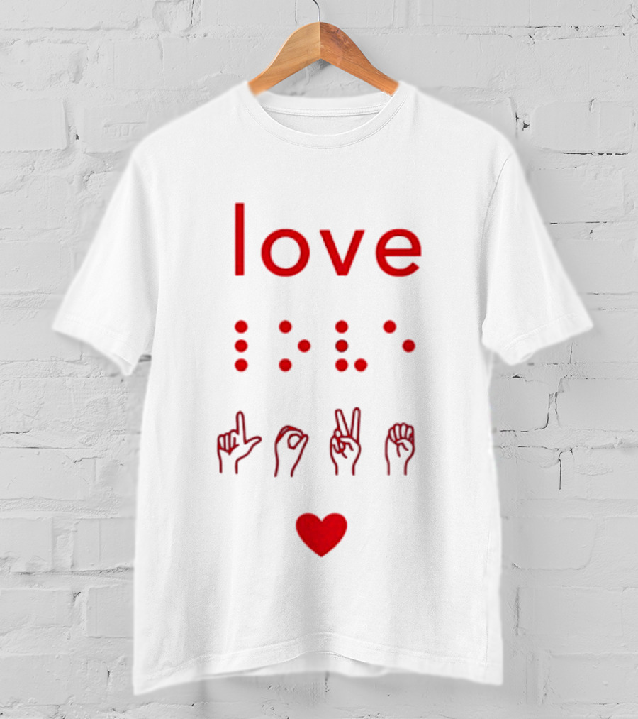 Love Braille Sign Language Heart T-Shirt