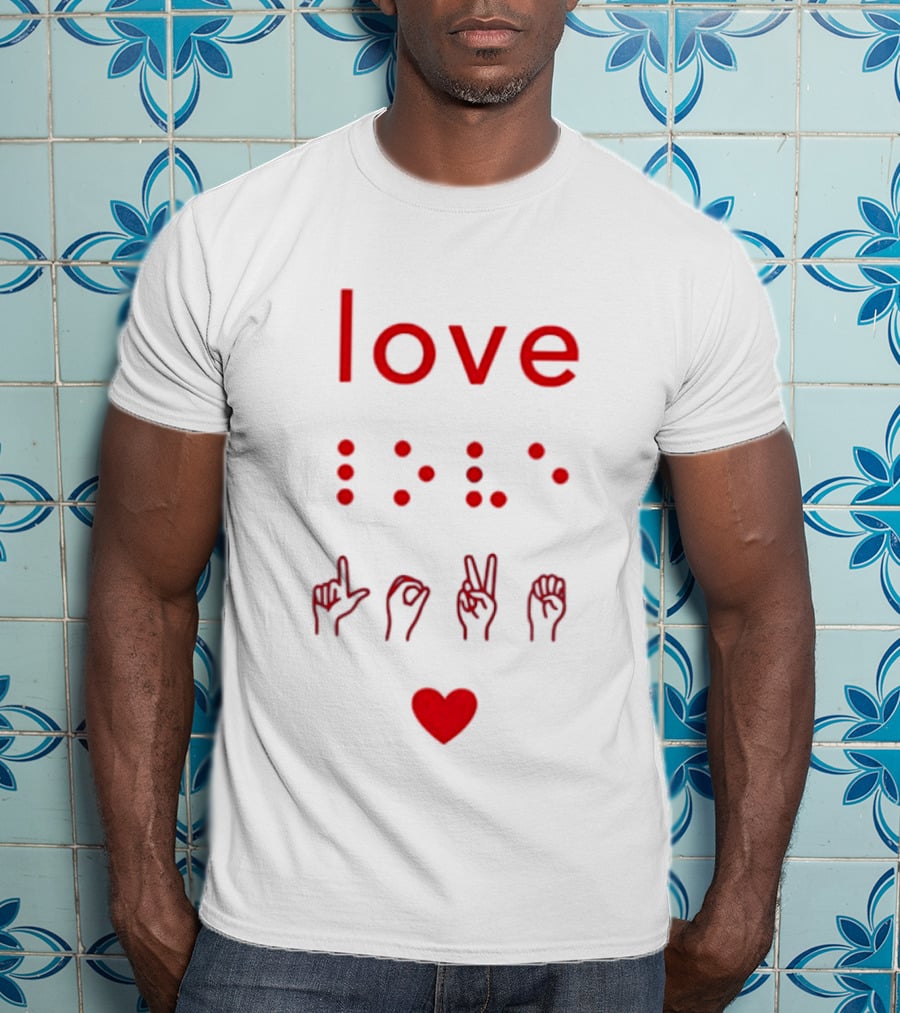 Love Braille Sign Language Heart T-Shirt