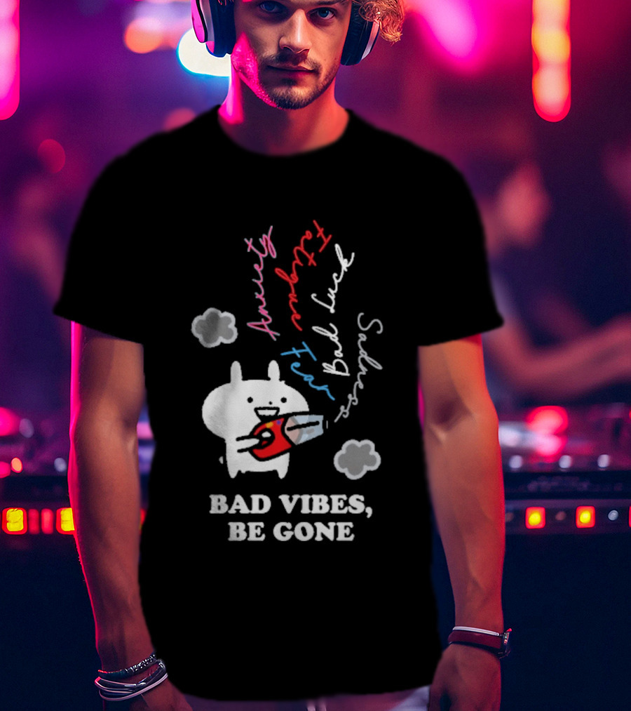 Usagyuuun Bad Vibes Be Gone Lucky Fast Silver Happiness T-Shirt