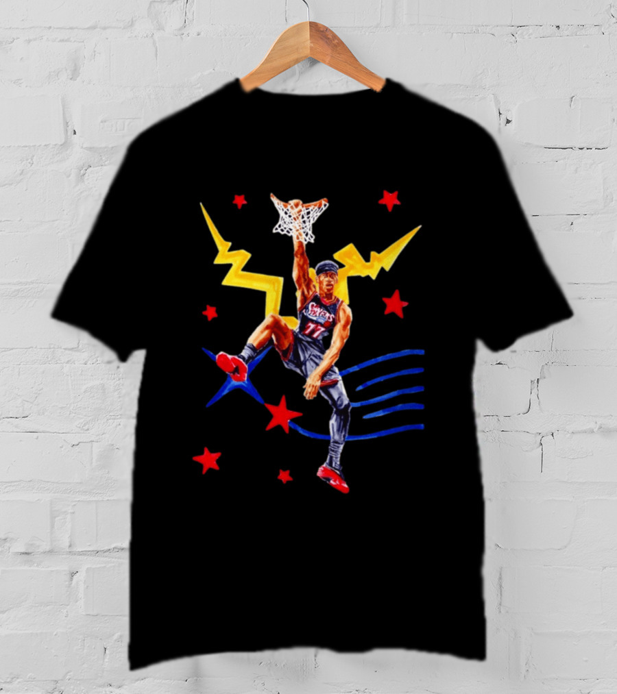 VJ Edgecombe 77 Philadelphia 76ers Basketball Dunking Action T-Shirt