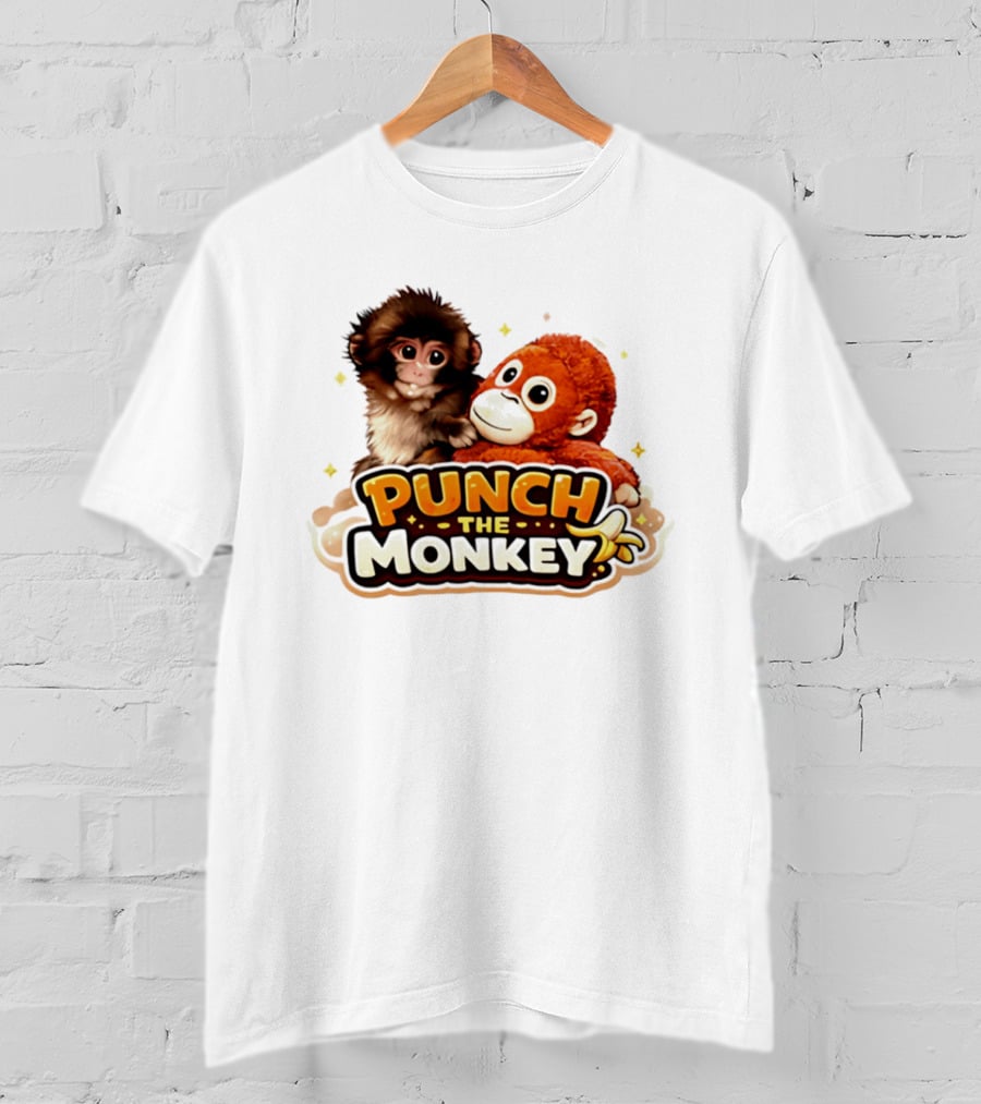 Punch The Monkey Cute Plush Cartoon T-Shirt