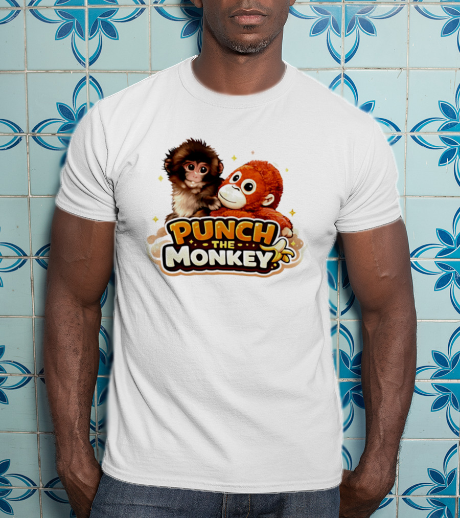 Punch The Monkey Cute Plush Cartoon T-Shirt