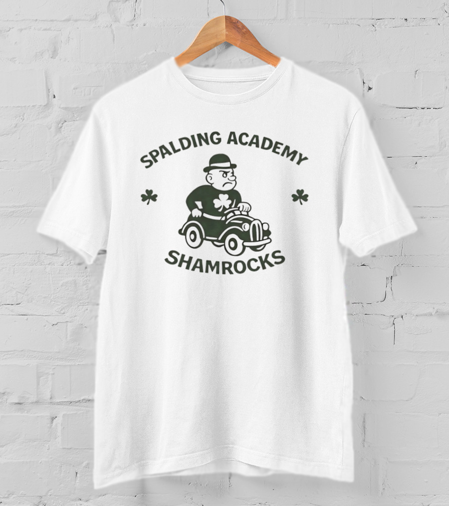 Spalding Academy Shamrocks Vintage Car T-Shirt