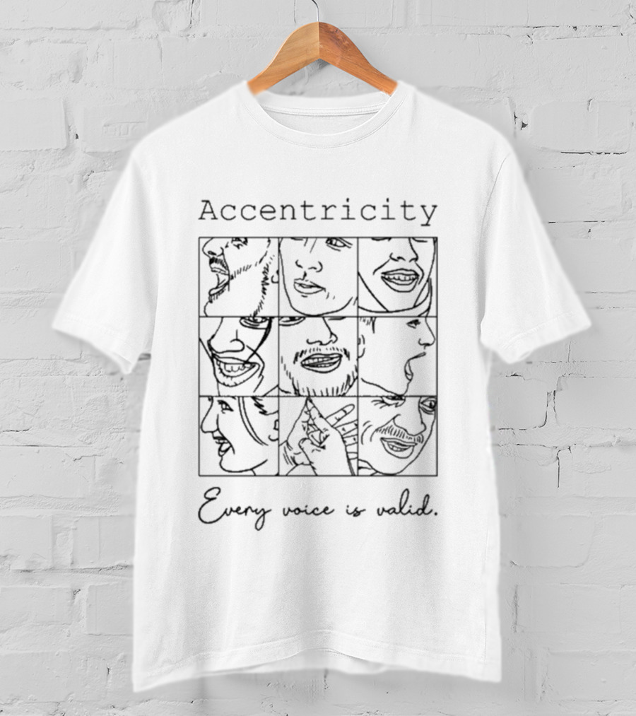 Accentricity Every Voice Is Valid Faces Sketch Grid T-Shirt