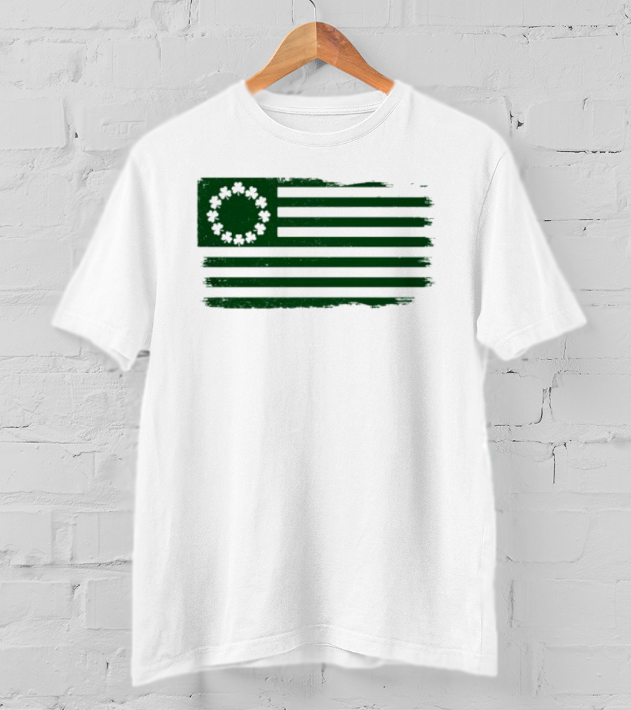 Betsy Ross Flag With Shamrock Circle Stars T-Shirt