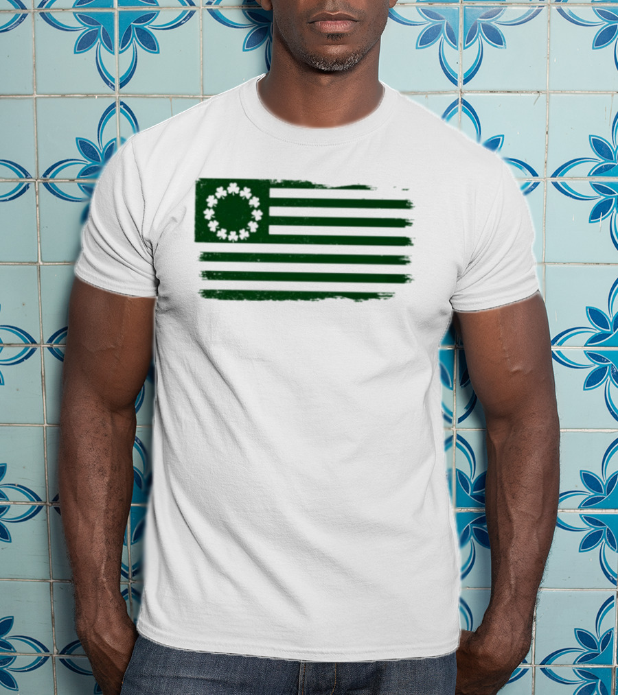 Betsy Ross Flag With Shamrock Circle Stars T-Shirt