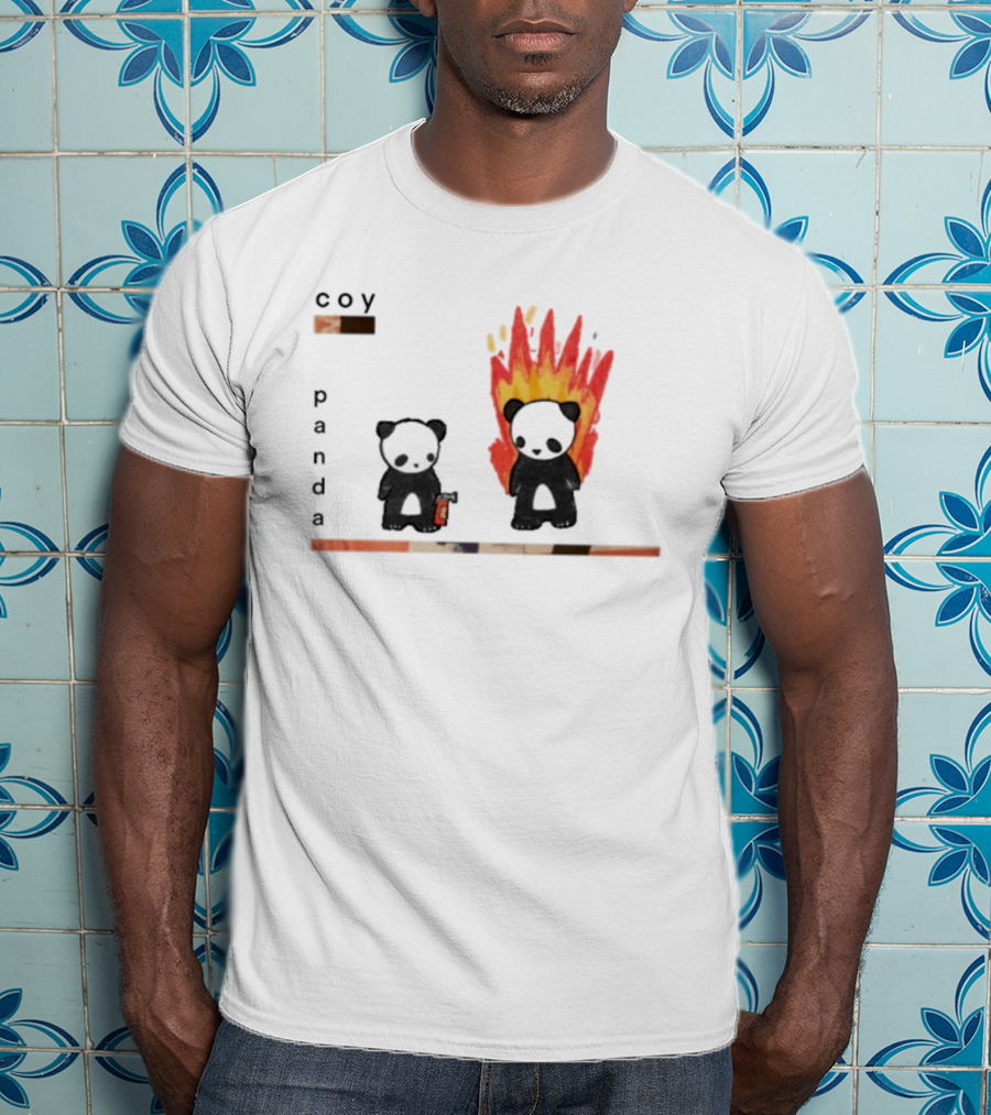 Coy Panda Fire And Calm Contrast T-Shirt
