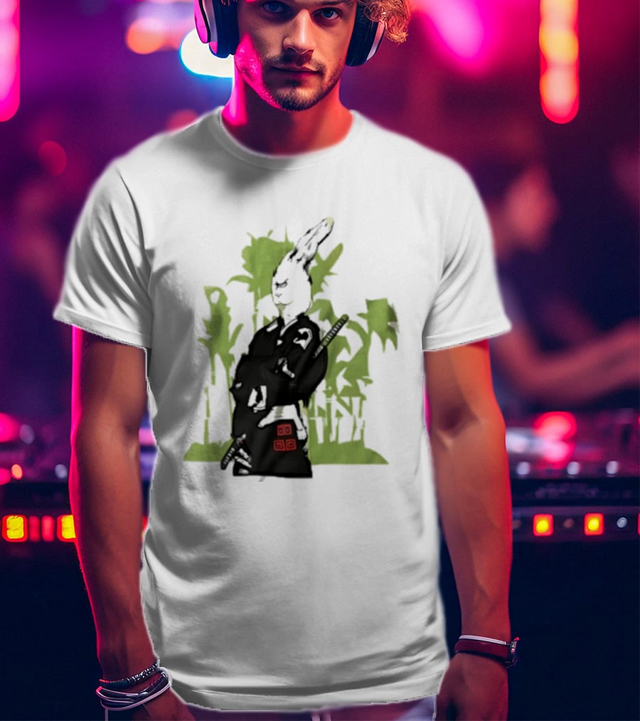 Samurai Rabbit Jeremy Peep Show Bamboo Warrior T-Shirt