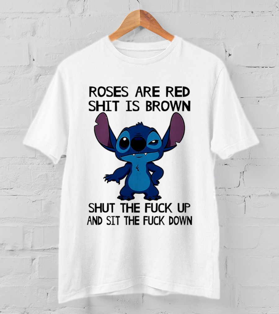 Stitch Roses Are Red Shit Is Brown T-Shirt