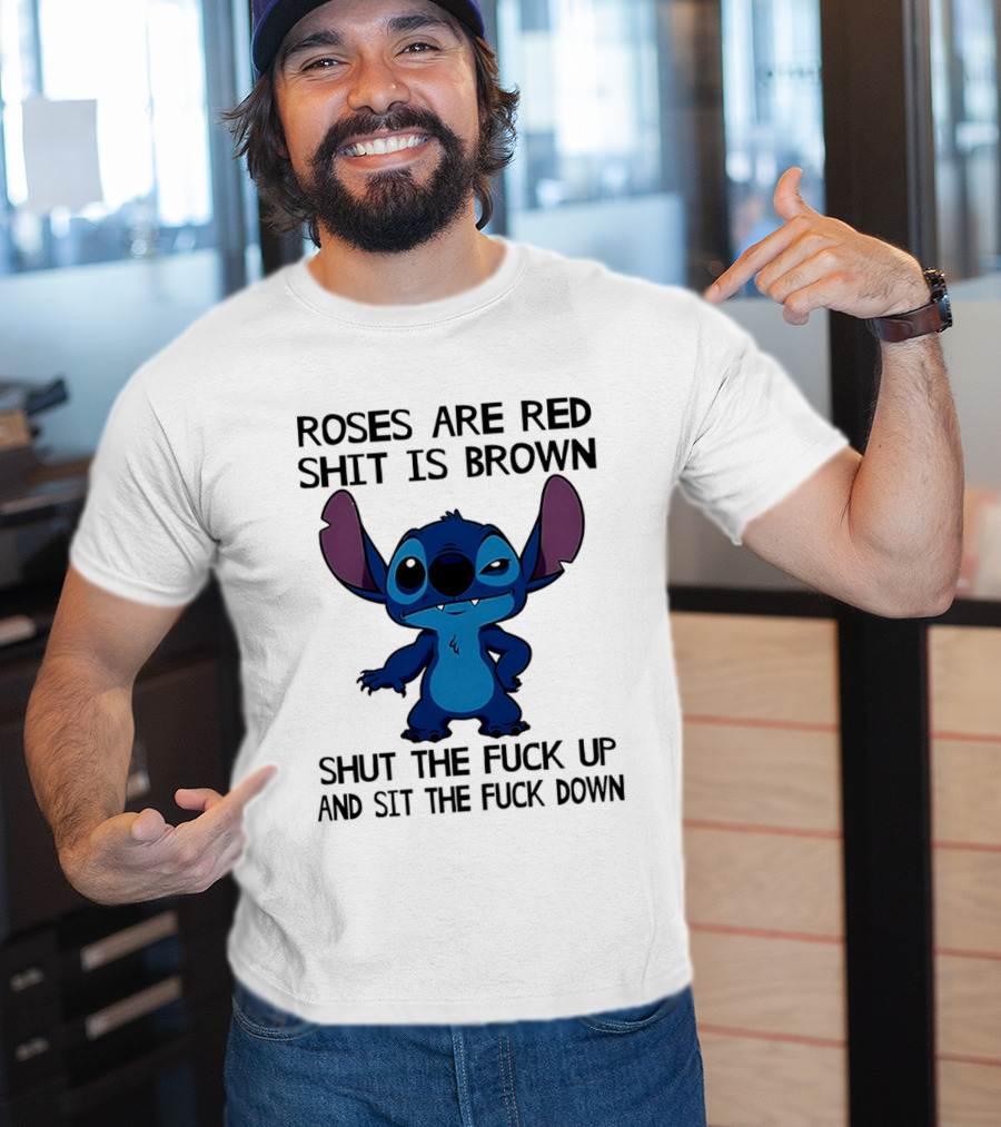 Stitch Roses Are Red Shit Is Brown T-Shirt