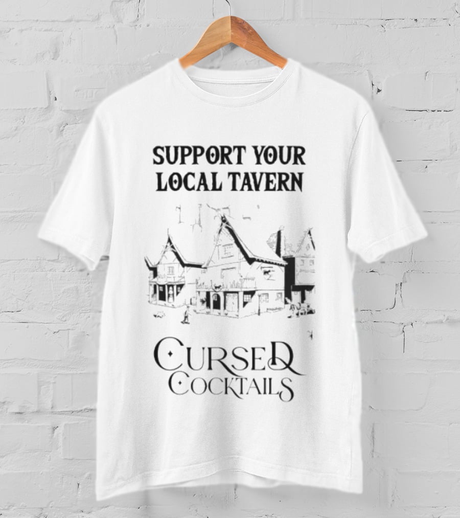 Support Your Local Tavern Cursed Cocktails Haunted Pub Aesthetic T-Shirt