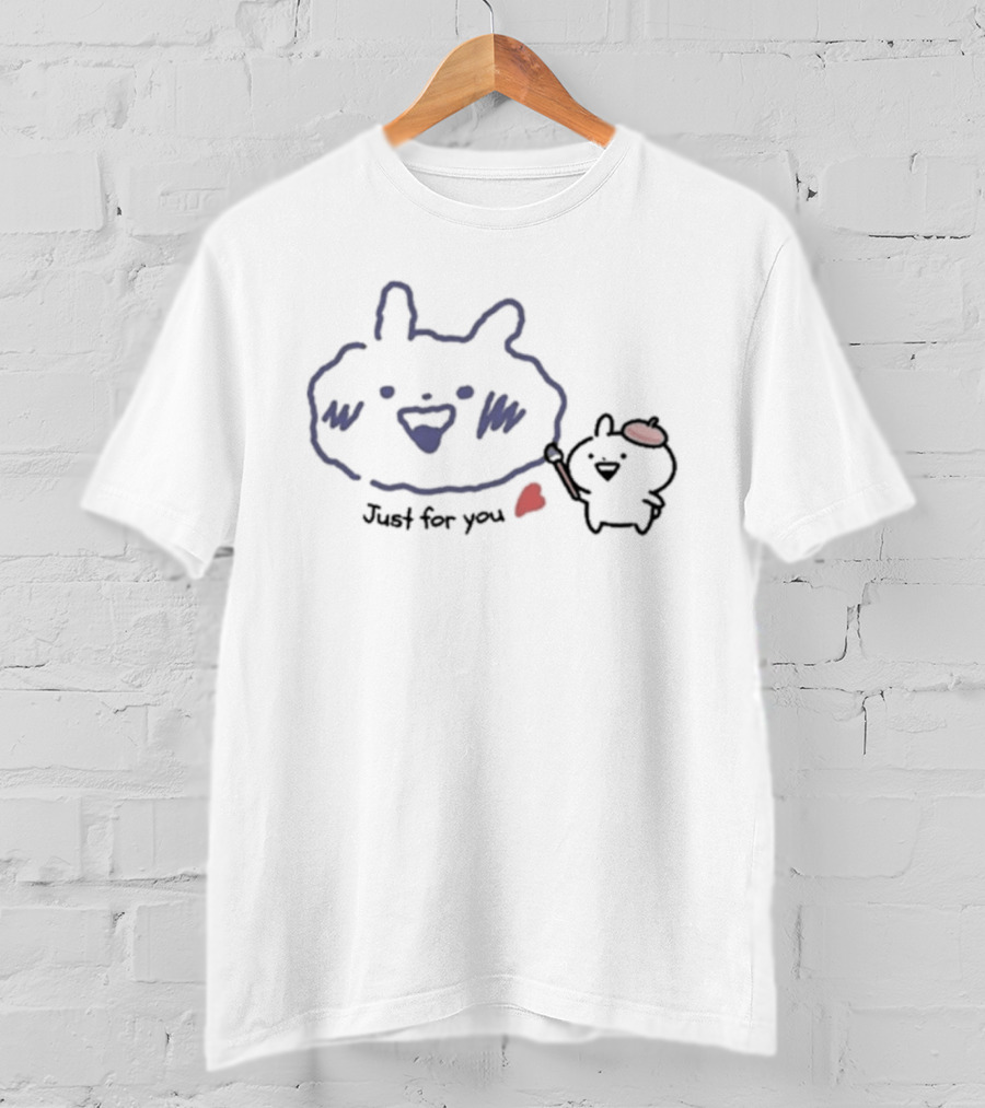 Usagyuuun Just For You Cute Cartoon Bunny And Heart T-Shirt