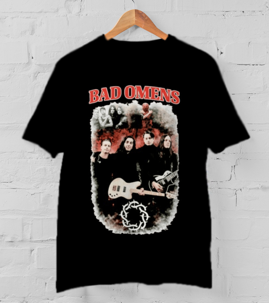 BAD OMENS Band Bootleg Circle Symbol Concert Collage T-Shirt