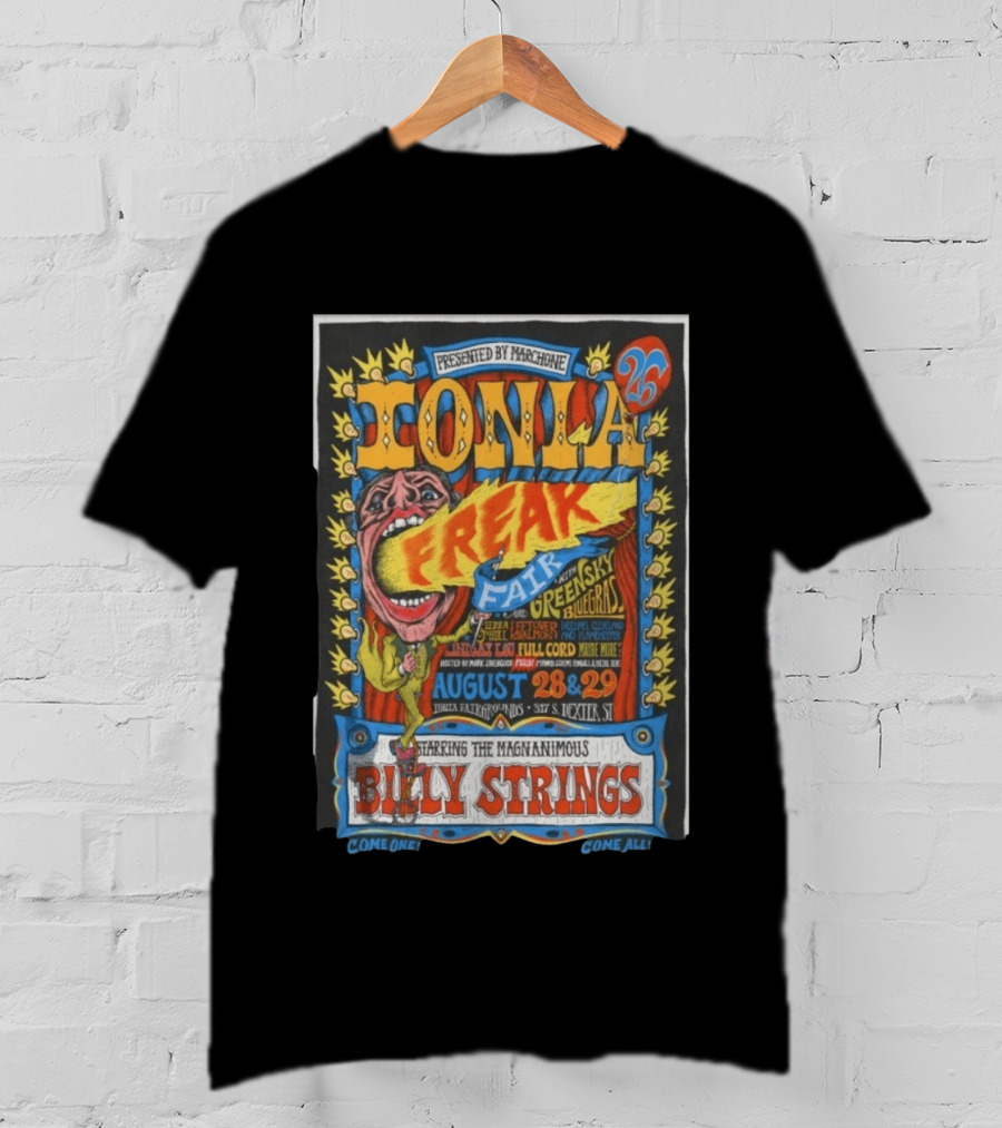 Ionia Freak Fair Green Sky Bluegrass Full Cord August 28 29 2026 Starring Billy Strings T-Shirt