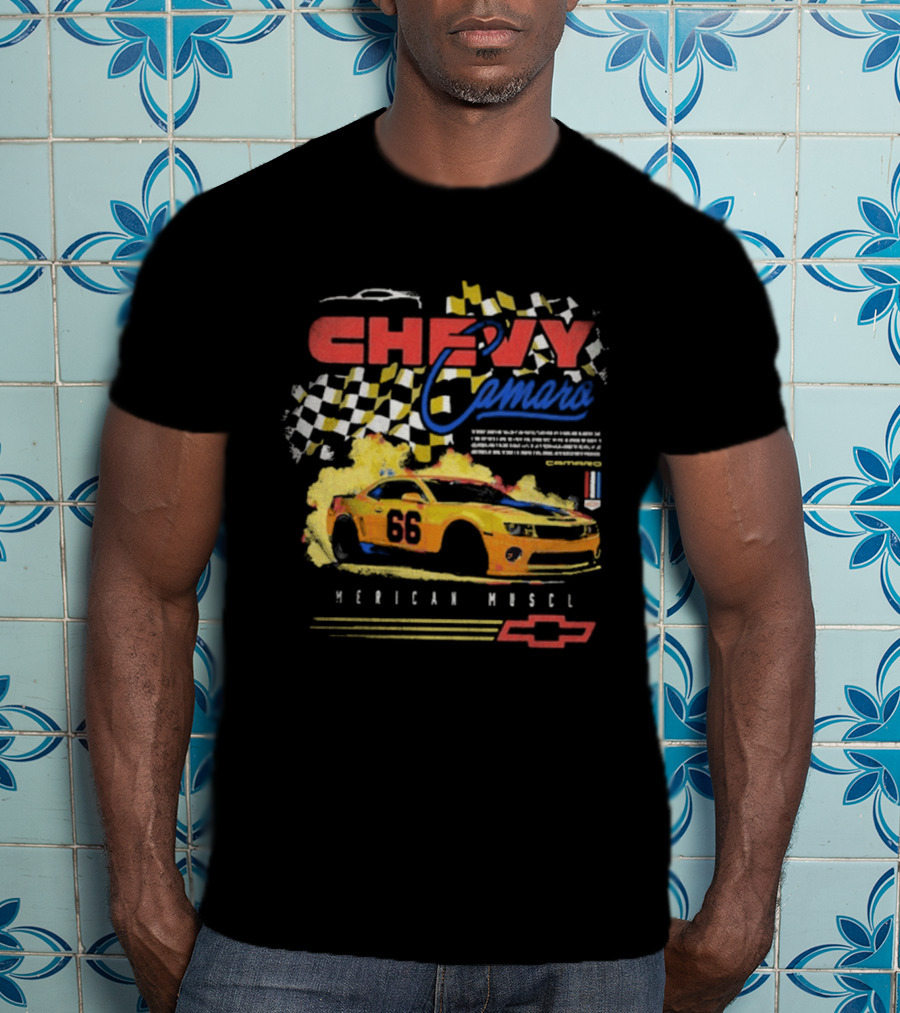 Chevy Camaro 55 American Muscle Race Car Faded Chevrolet T-Shirt