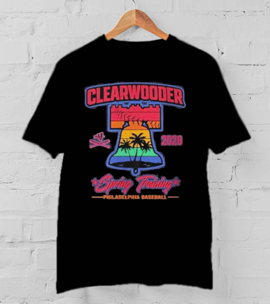 Clearwooder Spring Training 2026 Philadelphia Baseball Liberty Bell Palm Trees T-Shirt
