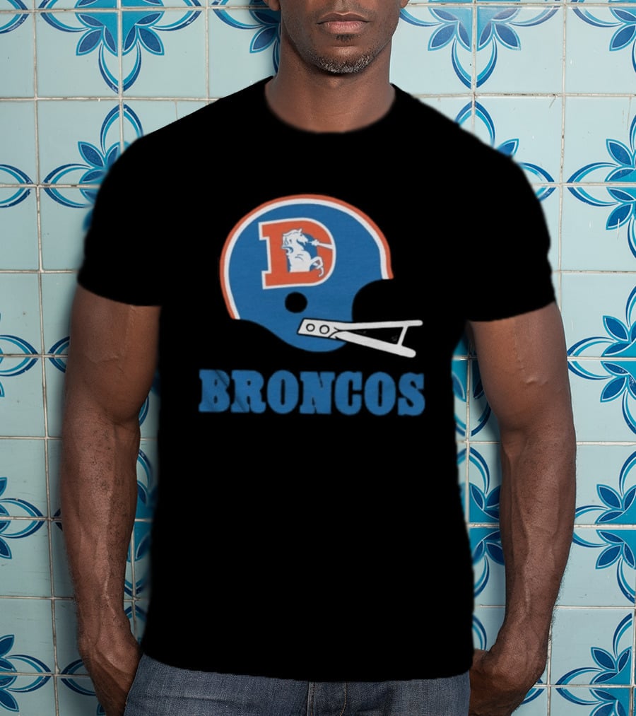 Denver Broncos Retro Football Helmet Graphic Broncos T-Shirt