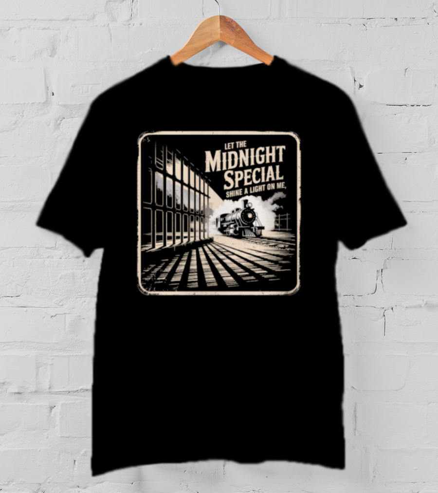 Let The Midnight Special Shine A Light On Me Train Illustration Classic Song Reference T-Shirt