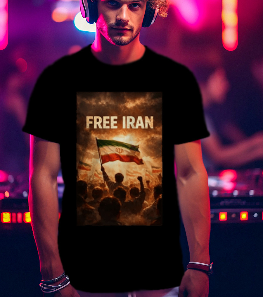 Free Iran Flag Protest With Crowd T-Shirt