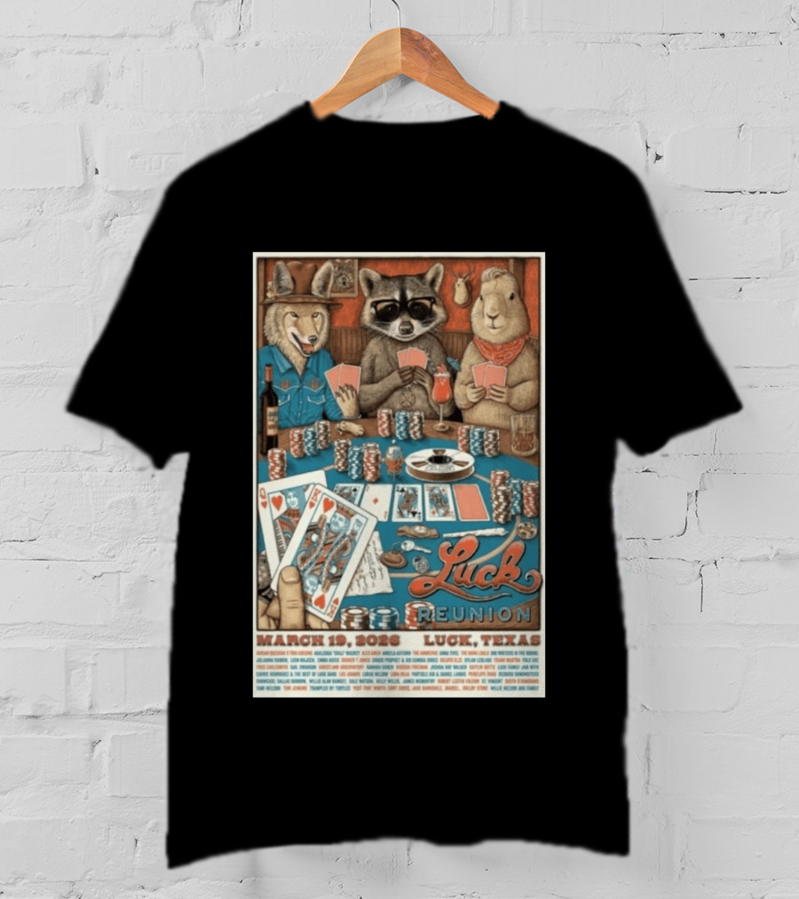 Luck Reunion March 19 2026 Luck Texas Poker Animals T-Shirt