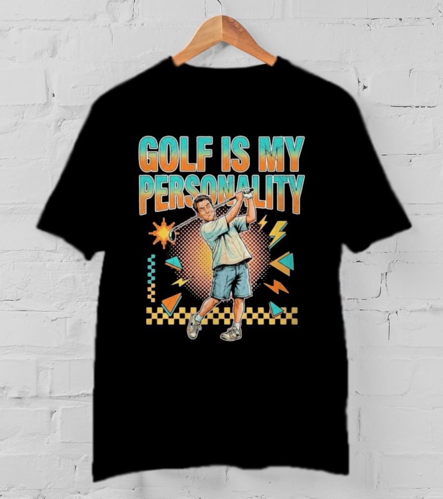 Golf Is My Personality Retro Style Swinging Golfer T-Shirt