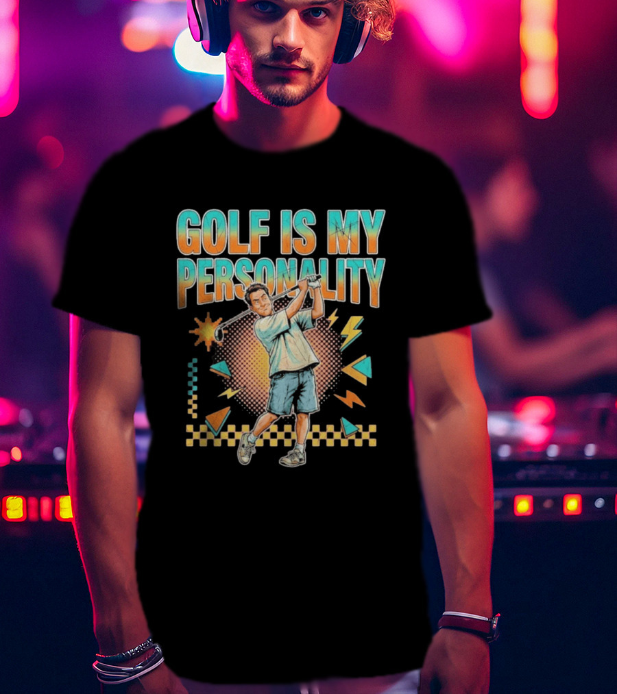 Golf Is My Personality Retro Style Swinging Golfer T-Shirt