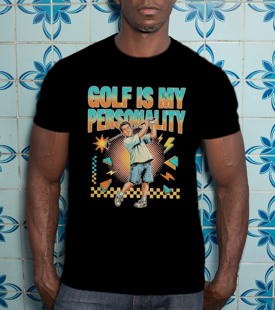 Golf Is My Personality Retro Style Swinging Golfer T-Shirt
