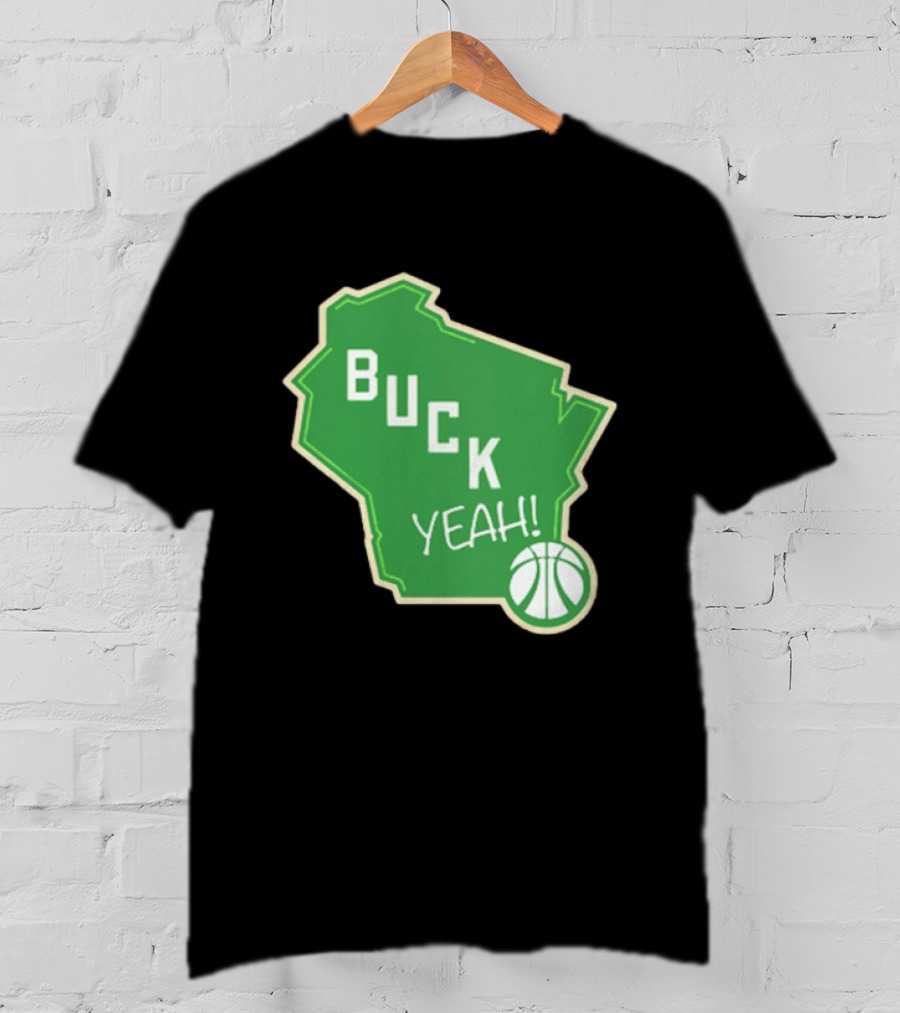 Buck Yeah Milwaukee Basketball Green Map T-Shirt