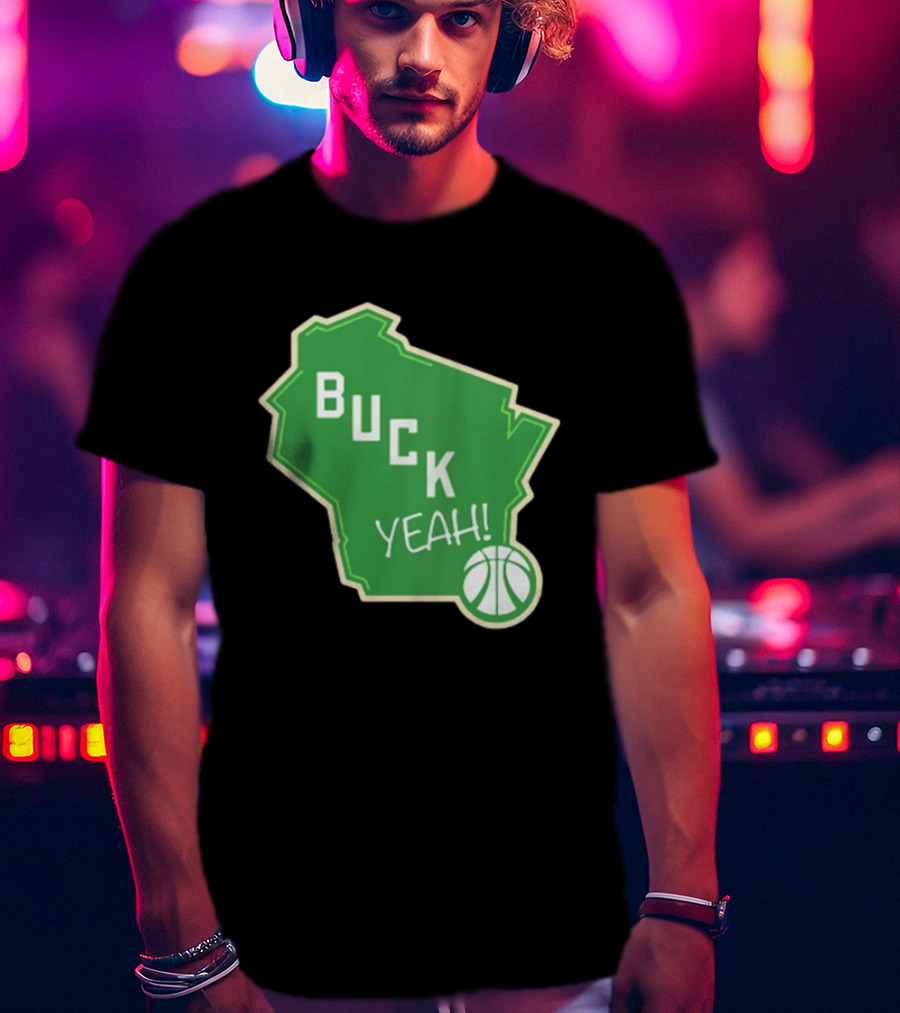 Buck Yeah Milwaukee Basketball Green Map T-Shirt