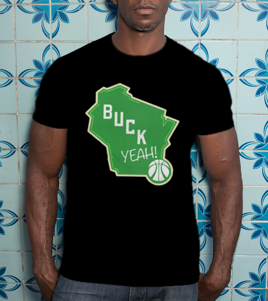 Buck Yeah Milwaukee Basketball Green Map T-Shirt