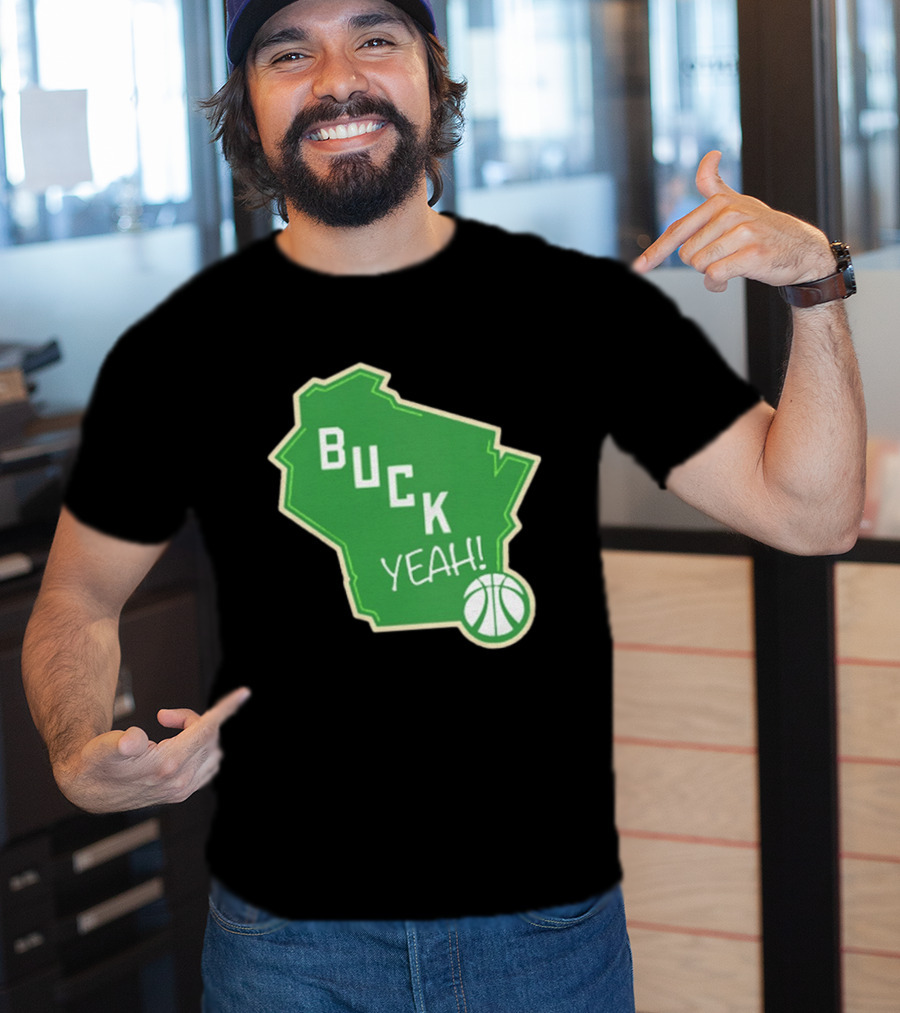 Buck Yeah Milwaukee Basketball Green Map T-Shirt