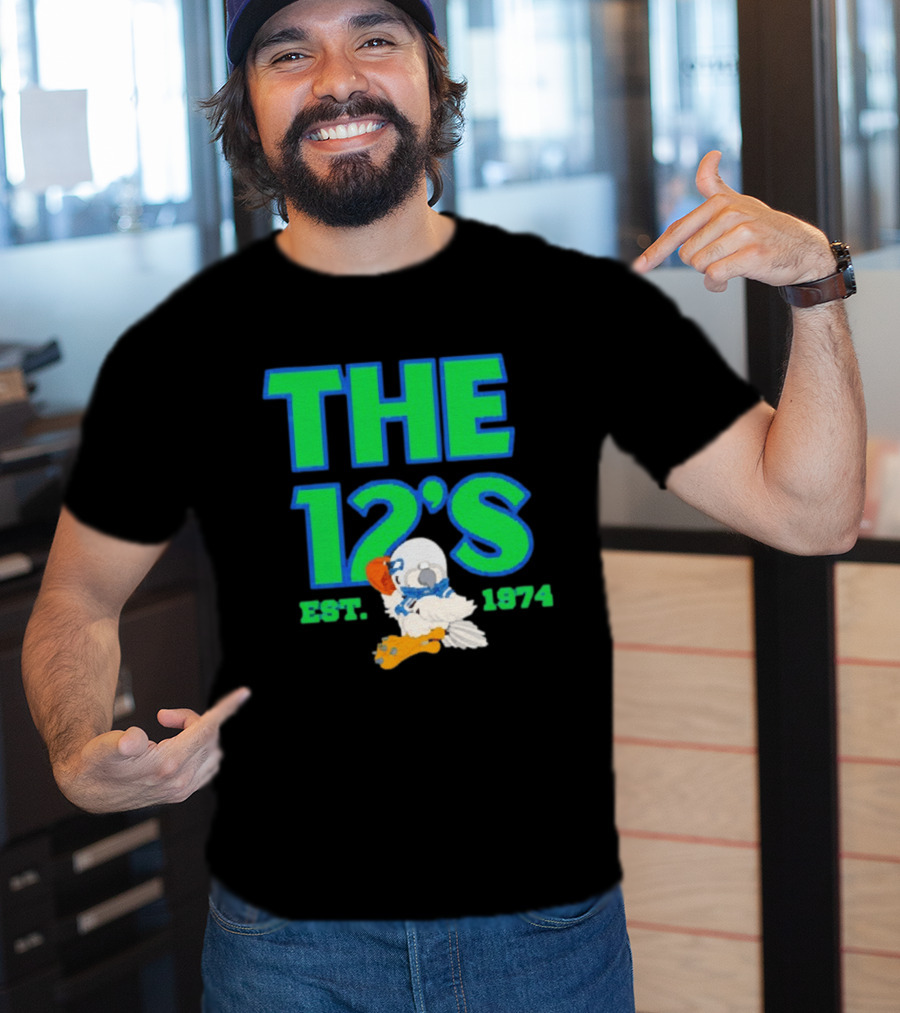 THE 12'S Est. 1974 Navy Grey Seattle Seahawks T-Shirt