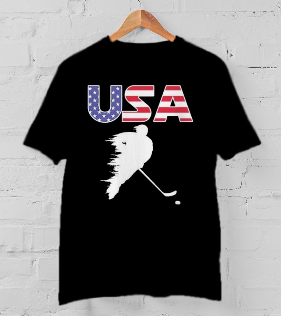USA Stars And Stripes Ice Hockey Player T-Shirt