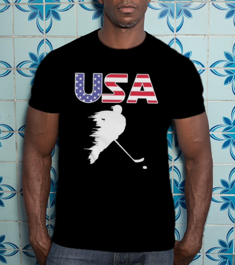 USA Stars And Stripes Ice Hockey Player T-Shirt